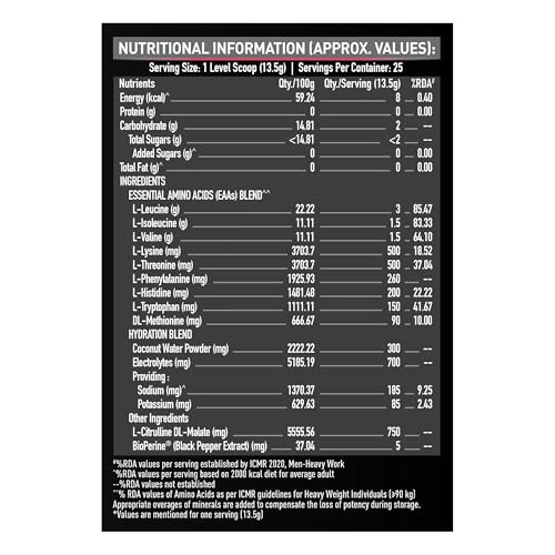 Image of MuscleBlaze EAA 8000 Powder (Razz Lemonade, 340g, 25 Servings) | 8000mg EAAs Blend, 1000mg Hydration Blend | 750mg L-Citrulline
