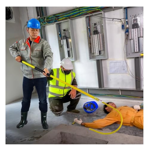 Specialized Protective Equipments for Electric Shock Rescue, High Voltage Insulated Rescue Hook with Long Pole, Electrical Safety for Electricity Work(Yellow,2m/110kv)