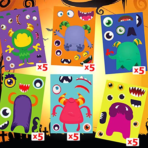 Funnlot Halloween Stickers For Kids Halloween Party Games Stickers For Kids Monster Stickers 30Pcs Make A Monster Stickers Diy Monster Stickers For Kids Classroom #TOP3