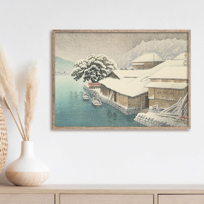 Amazon.co.jp: ROSSOGRAFICO 川瀬巴水 ポスター 石巻の暮雪 版画集