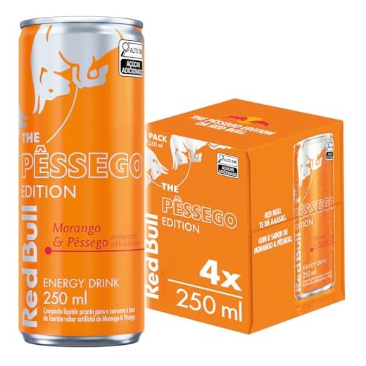 Pack de 4 Latas Red Bull Energético, Morango & Pêssego, 250ml