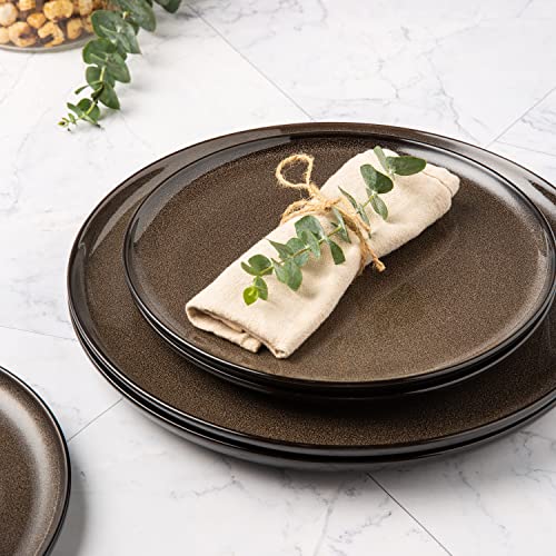 Leratio Ceramic Dinnerware Sets,12-Piece Plates And Bowls,Handmade Reactive Glaze Dishes Set,Chip Resistant And Scratch Resistant | Oven&Dishwasher & Microwave Safe,Service For 4-Coffee #TOP2