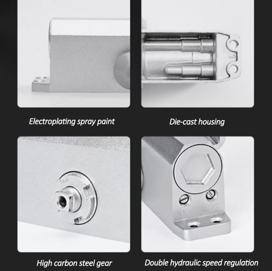 Luminexia 2 uds. Cierrapuertas Hidráulico con Retenedor,Cierre Automático Ajustable,Muelle Puerta,Cierrapuertas de Resorte Suave,Ideal para Hogar y Comercial,Brazo Normal,con Retenedor