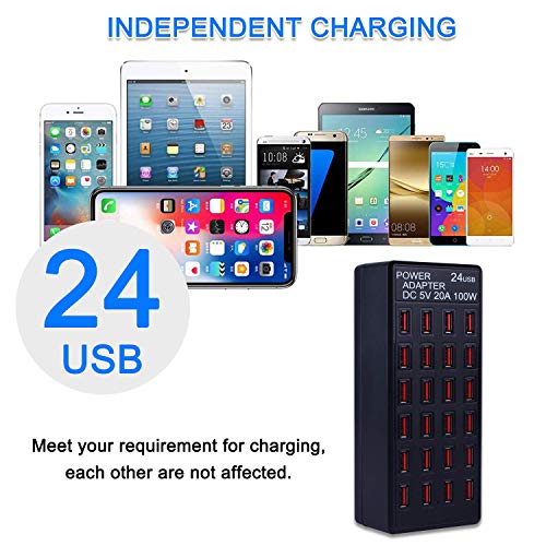 24-Port 100 Watt (20 A) Usb Charging Station, Home Desktop Usb Fast Charger, Multiple Usb Desktop Chargers, Suitable For Hotels, Shops, Schools, Shopping Malls And Travel #TOP1