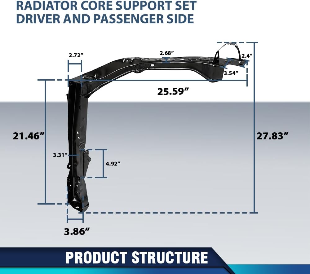 PIT66 Radiator Core Support Set Driver & Passenger Side Compatible with Toyota RAV4 2019-2023 5320242900, 5320342900, TO1225495, TO1225496
