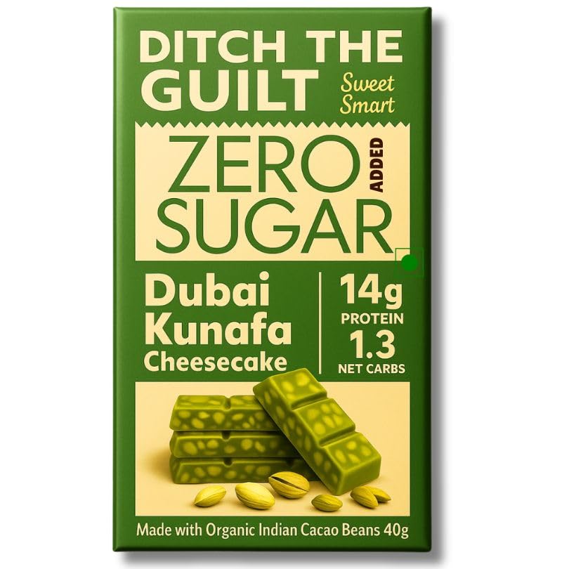 Image of Ditch the guilt - Dubai Kunafa White Chocolate - Sugar Free Chocolate - 14g Protein - 1g Natural Sugar - 1.3g Carbs - 40g