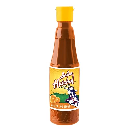Salsa Huichol Habanera  Paquete de 12 (6.42 oz cada uno)  Hecho con ingredientes totalmente naturales, ideal para alas, mariscos y aperitivos