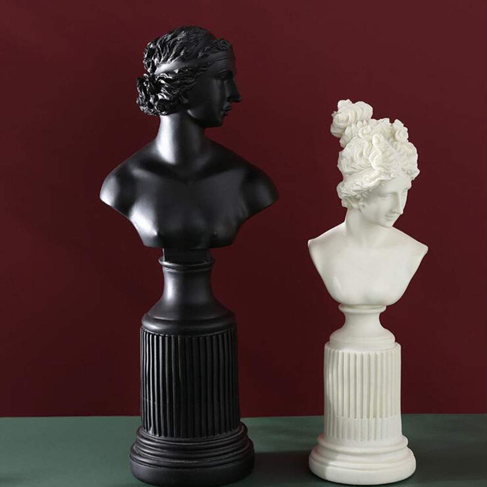 Escultura De Busto,Estatua Griega Clásica Estatuilla De Resina Arte Decoración del Hogar para Boda Fiesta Artesanía SPA Meditación Adornos-blancob 45x18x12cm(18x7x5inch) Regalo Novedad