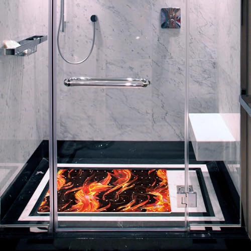 Tapis de bain sans danger Red Burning Flames absorbant et de qualité supérieure - 7
