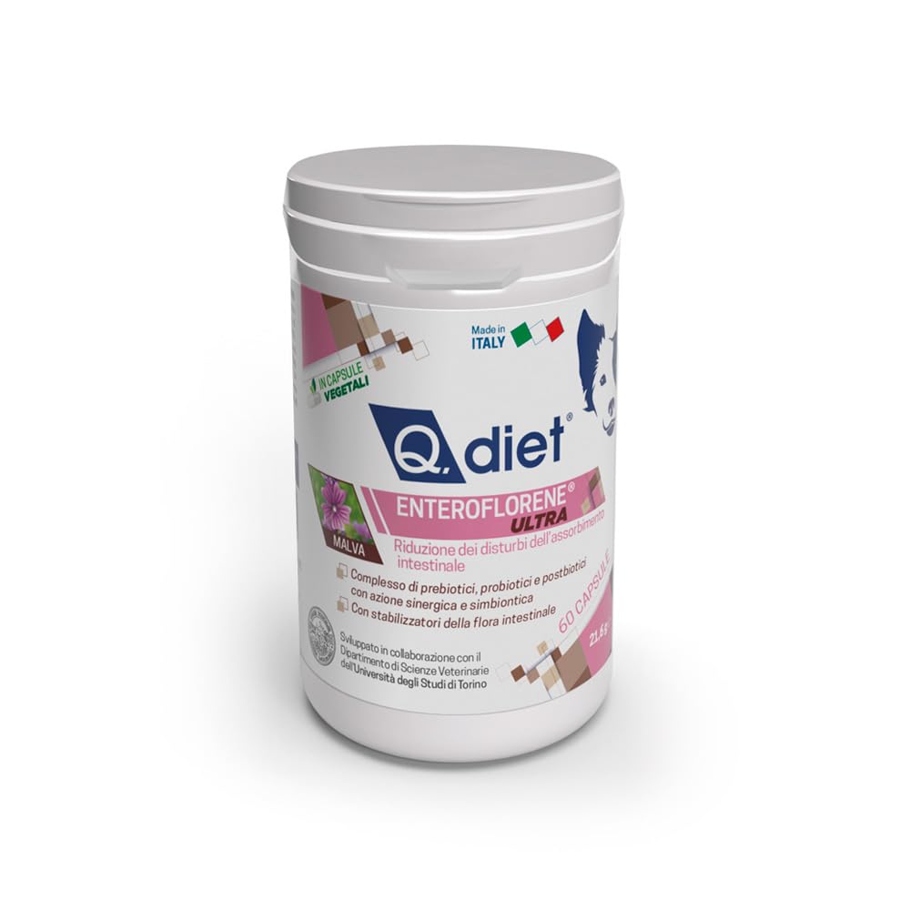 Q.diet Enteroflorene® Ultra 60 Compresse | Probiotici Per Cani | Fermenti Lattici Cane | Supporto Gastrointestinale Cane, Intestino Sano e Forte, Integratore Diarrea Cane con Ingredienti Naturali