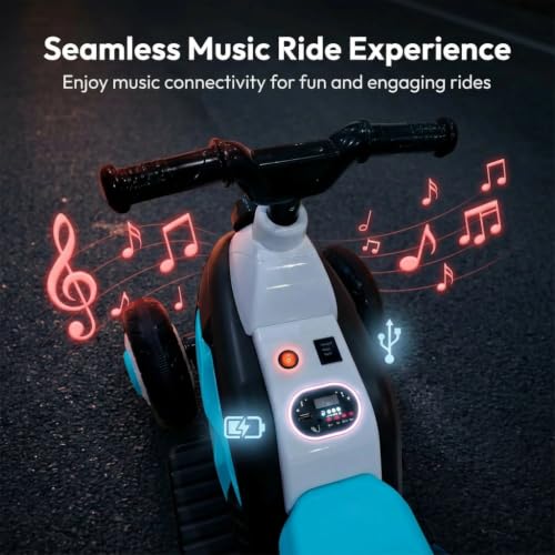 Image of StarAndDaisy Baby Walker Ride On Bike, Rechargeable Battery Operated Ride On Walker for Baby with LED Lights, Music, Horn, USB Charging, Baby Bike for Toddlers Boys & Girls (Blue)