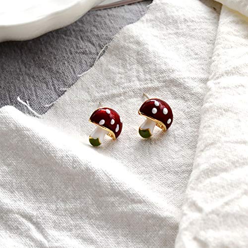 Caiyao Enamel Mushroom Stud Earrings Hypoallergenic Cute Small Cartoon Earrings Simple Delicate Easter Jewelry Gifts For Women thumb #4