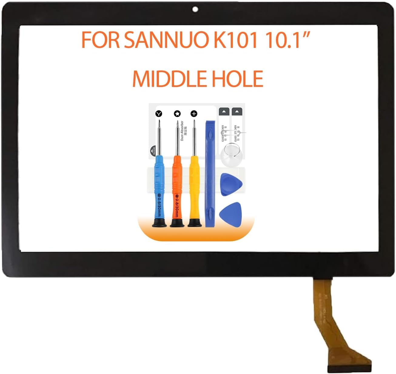 for Sannuo K101 Screen Replacement for Sannuo K101 10.1" Touch Screen Digitizer Replacement Glass Tablet Panel (Black with Middle Hole)