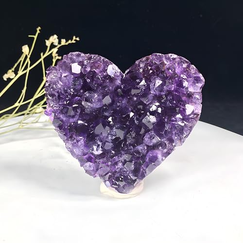 CSTARY Natural Amethyst Healing Stones Heart-Shaped Crystal Rocks for Meditation and Chakra Healing Amethyst Crystal Heart Rocks for Crystal Lovers and Healing Enthusiasts (2.3inch)