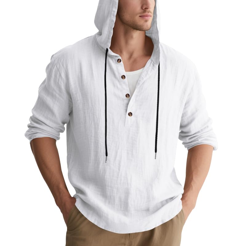 Mens Cotton Linen Hoodies Long Sleeve Button Down Shirts Casual Hawaiian Beach Yoga Sweatshirts3