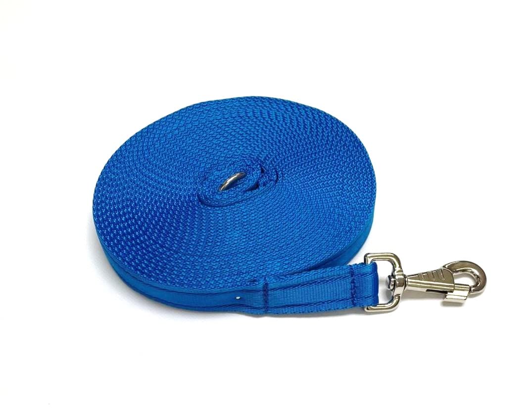 30ft 9m Horse Lunge Line Large Dog Training Lead Large 25mm Cushioned Webbing And Heavy Duty Fluted Trigger Clip In (Electric Blue)