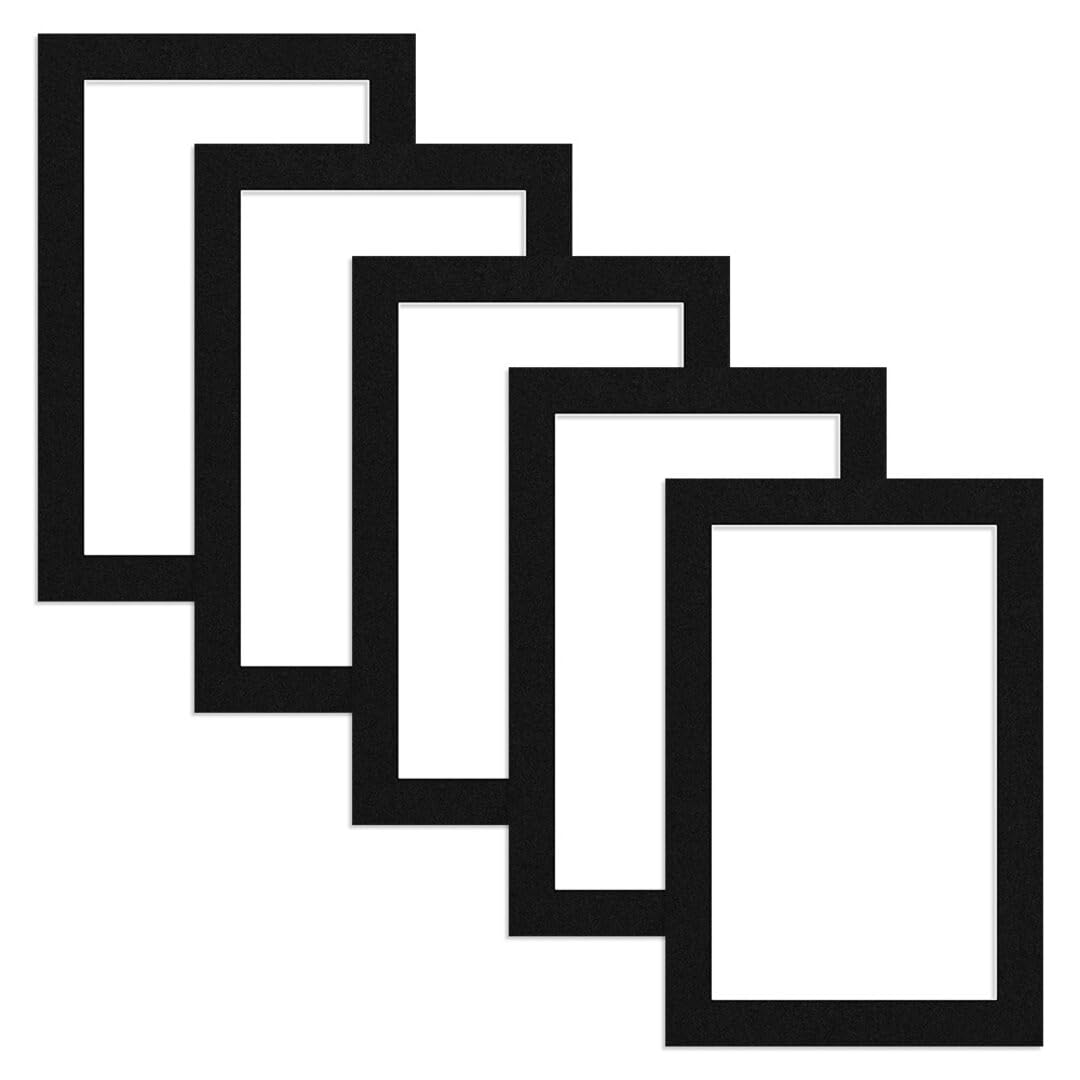 Alison Kingsgate 12X8 Picture Mounts for 10X6 Aperture – Precision Cut Cardboard Photo Mounts – Ideal for Frames, Posters, Prints, Artwork & Certificates – (Pack of 5)