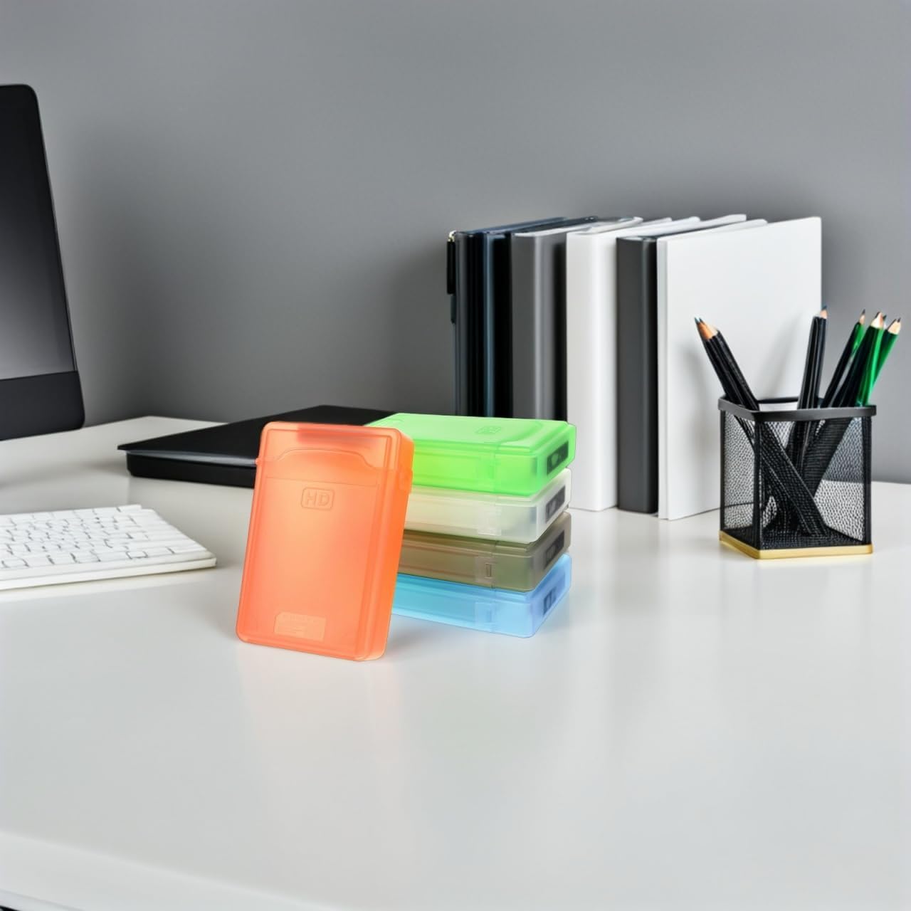 Didiseaon 5-Pack Portable Hard Drive Protective Cases Shock-Resistant Hard Disk Storage Boxes Plastic Shell Compact 4.33X2.99X0.70In for Home Office Use