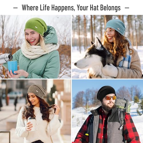 HAMUNI 100% Wool Slouchy Beanie for Women, Soft Wool Hat, Lightweight Breathable Winter Beanie, Relaxed Fit for Spring, Fall and Winter, Everyday Wear Green - image 6