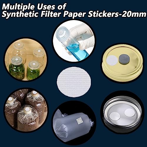Image of 256Pcs 20mm Mushroom Growing Supplies - 0.25 μm Mushroom Filter Discs, Mycology Supplies,Applied Under Wide Mouth Jar Lid for Mushroom Cultivation, Membrane Filter Sticker for Better Growth