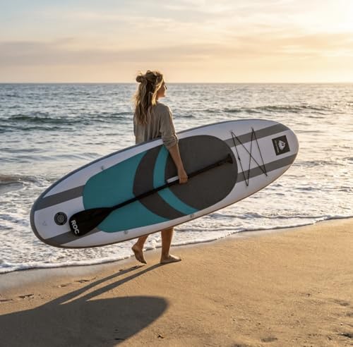 Image of Roc Inflatable Stand Up Paddle Board with Premium SUP Paddle Board Accessories, Wide Stable Design, Non-Slip Comfort Deck for Youth & Adults