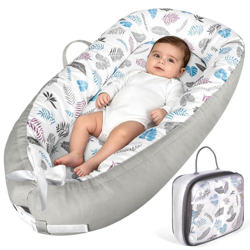 NXPZ Reducteur de Lit Bebe, Lit Bébé Nouveau-Né 90x50 cm, Doux et Confortable, 100% Coton, Couffin Réversible, Portable avec Poignée de Transport, pour...