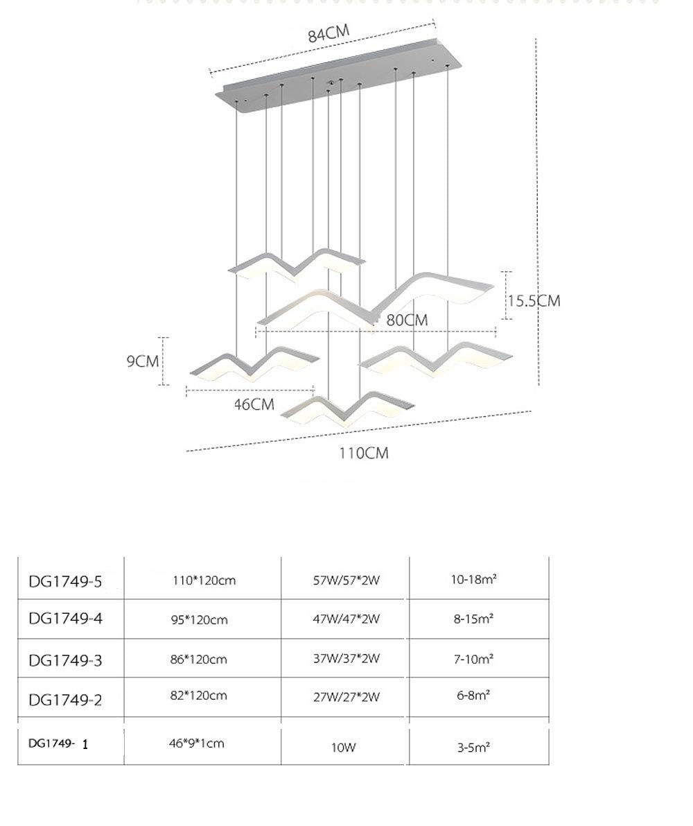 LED Pendelleuchte Esstischlamp Dimmbar Hängeleuchte Weiß Pendellampe mit Fernbedienung Modern Möwe Design Acryl Hängelampe Höhenverstellbar Innen Deckenleuchte für Esszimmer Schlafzimmer (4FLAMMIG)