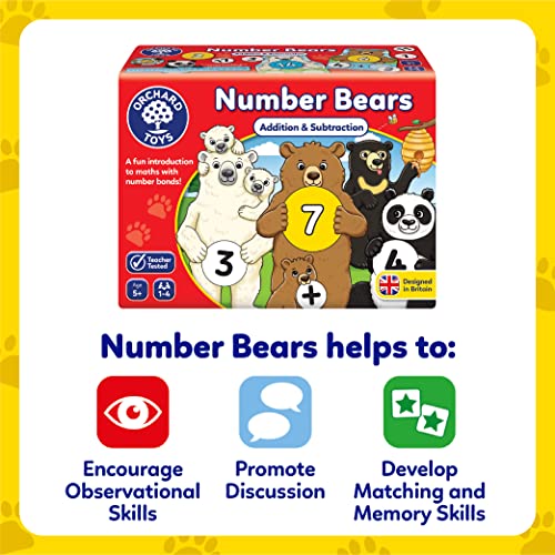 Image of Orchard Toys Number Bears Math Game for Kids | Educational Addition & Subtraction Learning Game | Basic Math Operation Laerning | Teachers Tested Board Games | Educational Board Games | Age 5+ Years