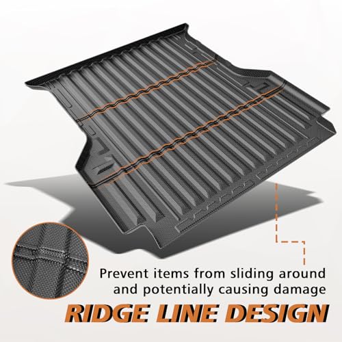 Image of TripleAliners Truck Mat Compatible with 2024-2026 Ford Ranger 5FT Accessories, Truck Bed Mat Heavy Duty Custom Fit All Weather Protection TPE Pickup Liner