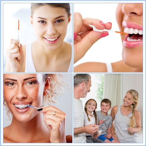 200 Stück Interdentalbürsten, Silikon Zahnzwischenraumbürsten Dentalbürsten mit Box, Tragbarer Dual-Use Zahnseide Stick für Zahnreinigung Zwischenräume (Grün, Orange) – Bild 7