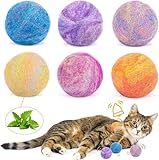 Retro Shaw Cat Toys Balls,Catnip Ball with Bell Inside,Wool Balls Toy with SilverVine Catnip Fill, Upgraded,Interactive Cat Nip Ball for Indoor Kitten Kitty 6 Pcs