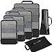 BAGAIL 4 Set/6 Set/8 Set Compression Packing Cubes Travel Accessories Expandable Packing Organizers (Half Mesh, 6-Black)