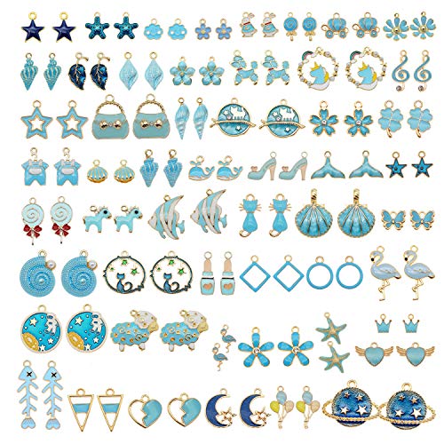 Breloques en émail bleu pour boucles d'oreilles d'été faites main
