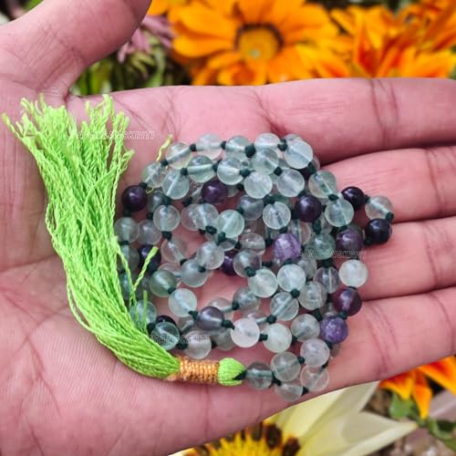 Image of Apnisanskriti Premium Multi Fluorite Stone Mala for Men and Women (6mm, AAA Quality, Lab Certified, 108+1) - Natural Stone Beads Mala - Mix Colour - Pack of 1