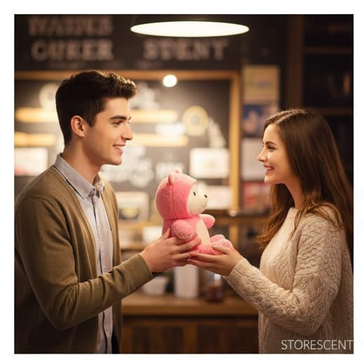 Image of Storescent Hooded Teddy Bear Plush Toy | Soft & Cute Stuffed Animal Toy for Hugging for Kids & Loved Ones - Dark Pink 45cm