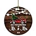 JUOOE Our First Christmas as Mr & Mrs Just Married Re Truck Christmas Tree Ornament Our First Christmas as mr. and mrs. Gift for Newlywed Couple 2023 (Brown mr mrs)