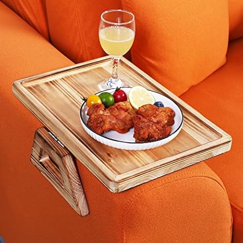Sofa Arm Clip Table,Couch Armrest Tray Tables,Arm Table,Wood Side Tables Rectangular for Eating/Snacks/Drinks TV Remote Control Organizer,Foldable,Super Stable Cover