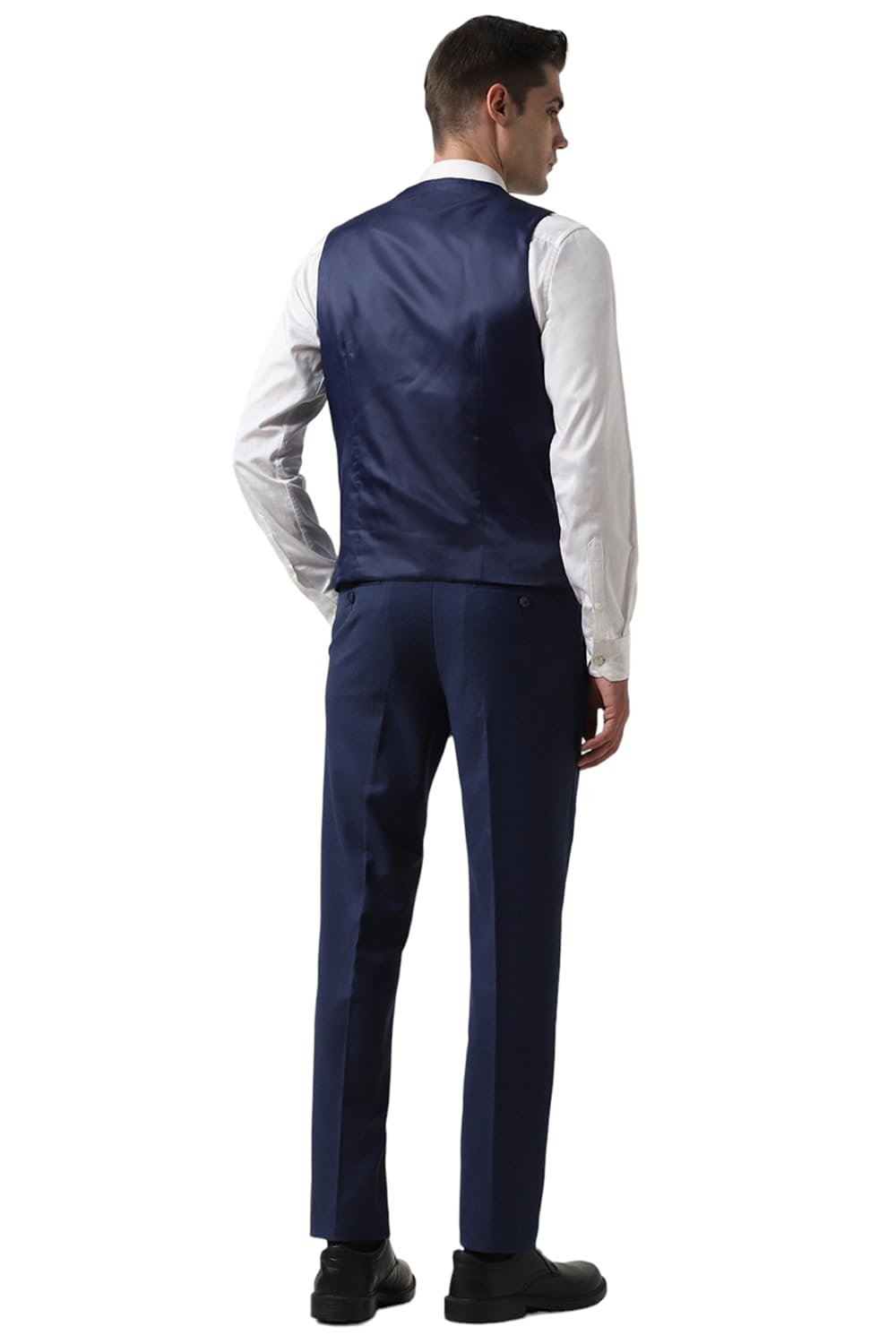 Van Heusen Men Blue Solid Slim Fit Wedding Three Piece Suit 2