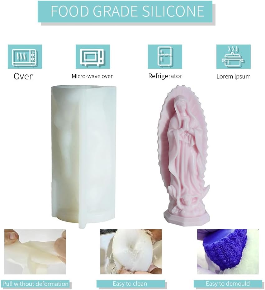 1pc,10 People Religious Virgin Mary Statue Candle Silicone Mold Virgin Mary Candle Mold for Candle Making Supplies Wax Candle Mold for Resin Gypster Epoxy Mold Home Decor