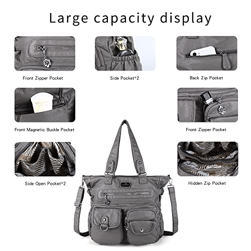 Image of Angelkiss Purses Handbags for Women PU Tote Satchel Bags for Women Pockets Shoulder Bags | PU