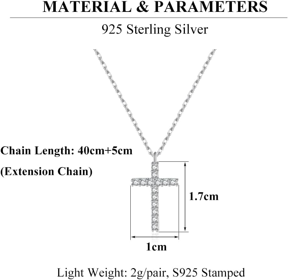 SLUYNZ Solid 925 Sterling Silver CZ Cross Choker Necklace for Women Teens Cross Pendant Necklace - Image 6