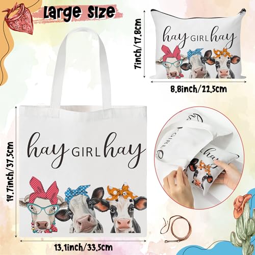 Image of Y1tvei Canvas Bags Gifts, Tote Bag with Makeup Pouch, Birthday Party Favors