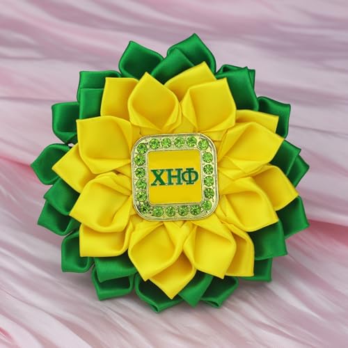 Image of Greek Chi Eta Flower Corsage for Women Sorority Chi Brooch Pin 1932 Sorority Gift Crystal Paraphernalia Jewelry for Soror Sisterhood Gift