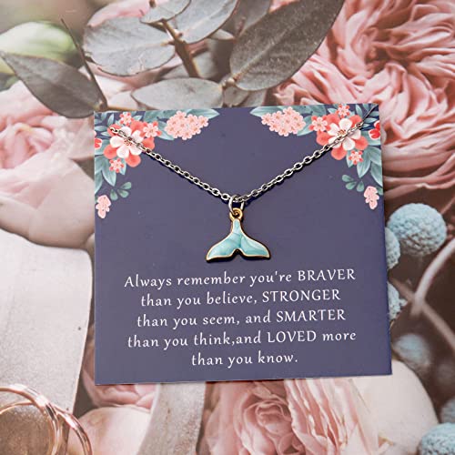 KUIYAI Whale Tail Necklace - Dolphin Lovers Gift With Message Card - Blue Whale Gift for Women2