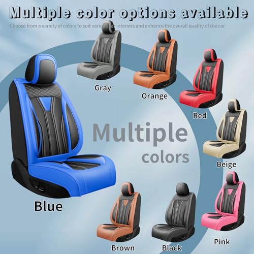 Image of Car Seat Covers Compatible with Chevy Equinox 2011-2026, Premium Leather Breathable, Wear Resistant, Airbag Compatible, All-Weather Protection & Full Coverage, 2 Front Seat Blue&Black