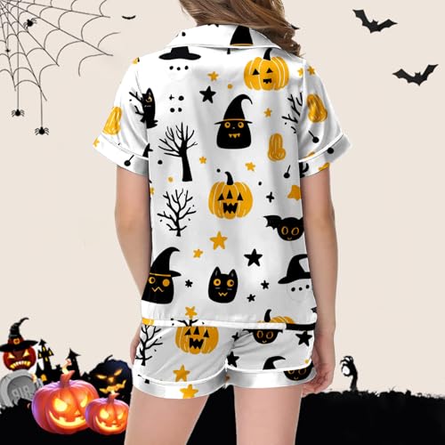 Girls Halloween Outfit Set Casual Printed Round Neck Top and Pants Toddler Kids Comfortable Everyday Wear Spring4