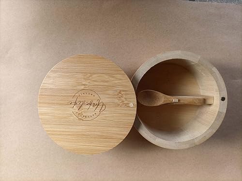 Miniatura 2 de Umberlife - Elegante caja de madera para sal y pimienta - Práctico recipiente de sal 2 en 1 con tapa, caja de sal viene con una cuchara, mejora tu
