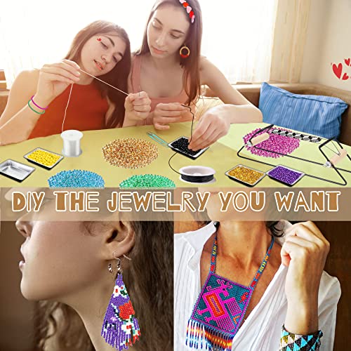 Sisitaria 001 Frame Bead Loom Kit For Beaded Bracelets Earrings Belts Making, Include 17250 Seed Beads 3Mm 18 Colors And 150 Meter Clear String, Beading Trays, Needles, With Instruction, Diy Boho Jewelry thumb #3