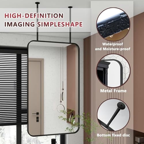 Miroir suspendu noir 40x80 gain de place pour coiffeuse et vasque - 4