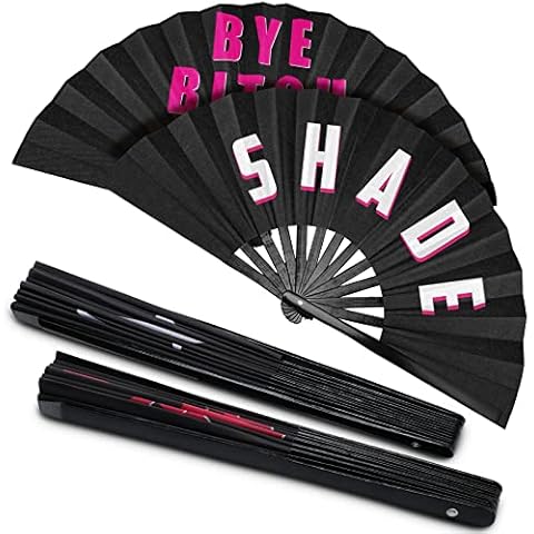 Amyhill Rave Fan 2 Packs Black Large Folding Hand Fan Bamboo Chinese Fan with Voice for Men and Women Party Performance, Dance, Decorations, Gift, 13 Inch (Modern Style) Cover